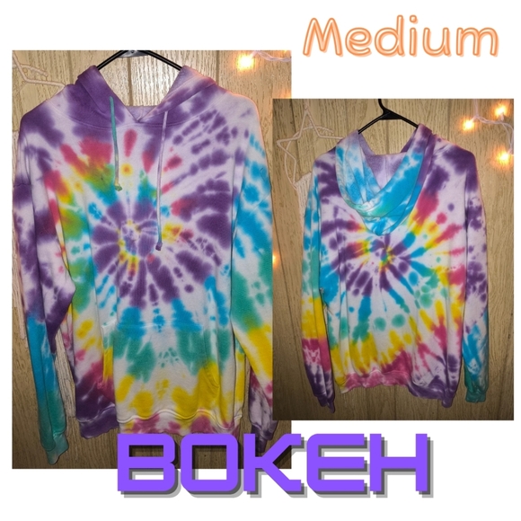 Bokeh Medium Tie Dye Sweatshirt Kangaroo Pocket Oversized - Picture 1 of 4